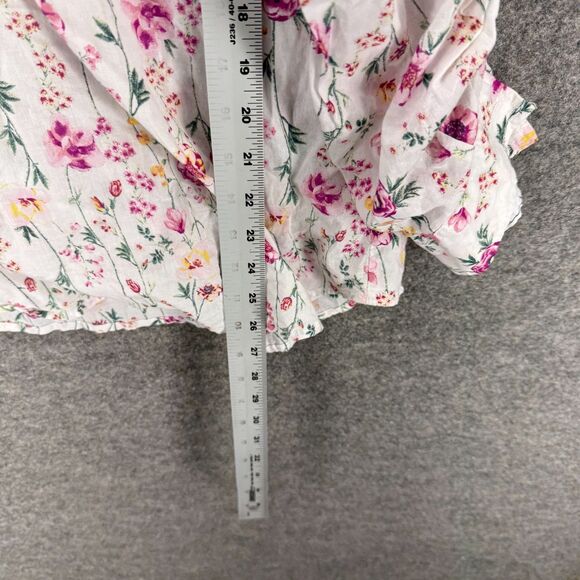 Eden & Olivia Blouse Women XL White Floral V-Neck Long Sleeve Pockets Button - Picture 6 of 7